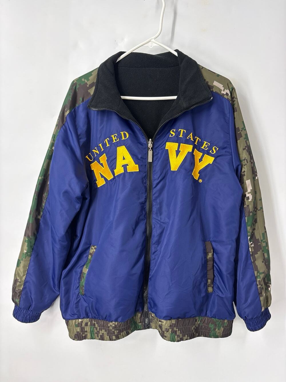 U.S. Navy Reversible Embroidered Bomber Jacket Size L Large